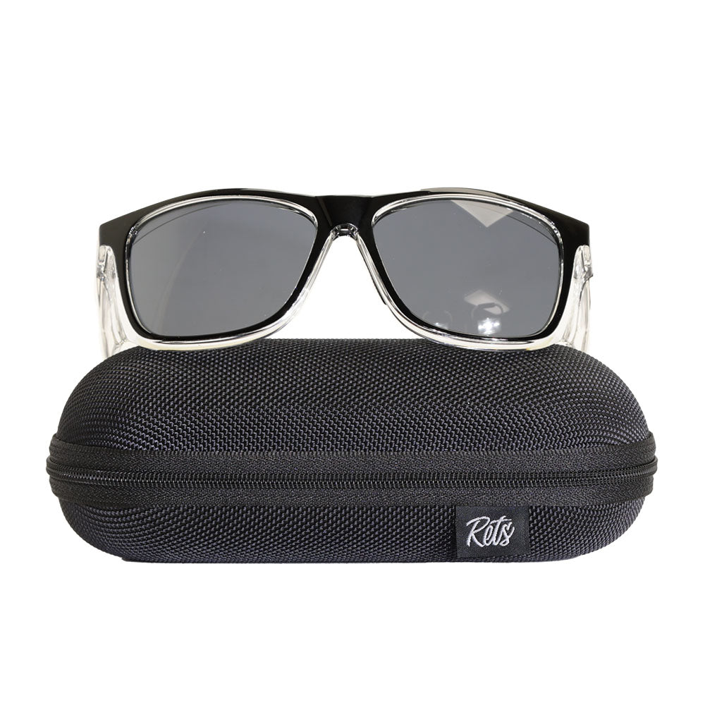 Rets with tinted lenses on case